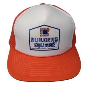 Tournament Builders Square Trucker Hat Orange White OS Snapback Mesh Adjustable